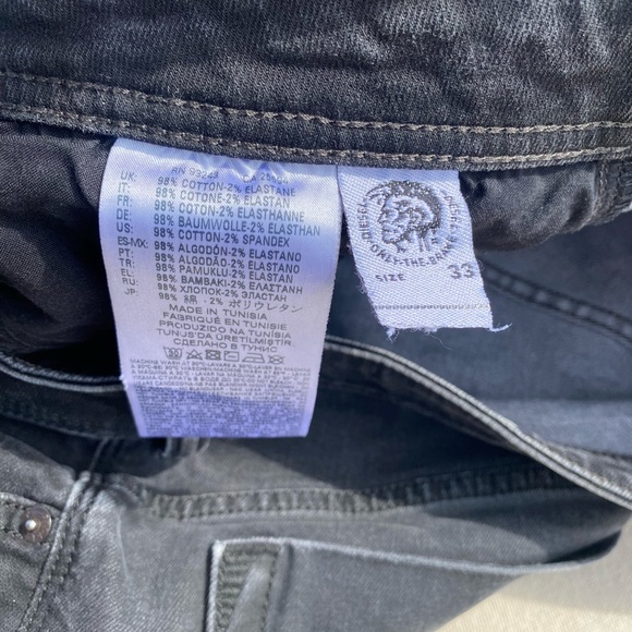 Diesel Men's Faded Black Regular Slim Straight Jeans Safado Casual 33x32 - Picture 6 of 9